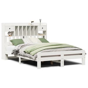vidaXL Bed met boekenkast zonder matras grenenhout wit 150x200 cm