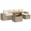 vidaXL 6-delige Loungeset met kussens poly rattan acacia beige