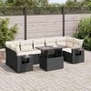 vidaXL 8-delige Loungeset met kussens poly rattan zwart