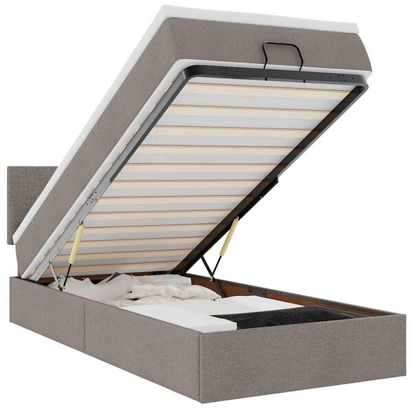 vidaXL Ottoman bed met matras en LED's 90x190cm stof taupe