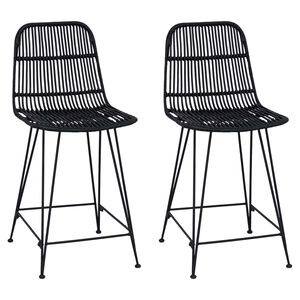 vidaXL Barkruk 2 pcs Zwart 44 x 54 x 96 cm Rattan en staal
