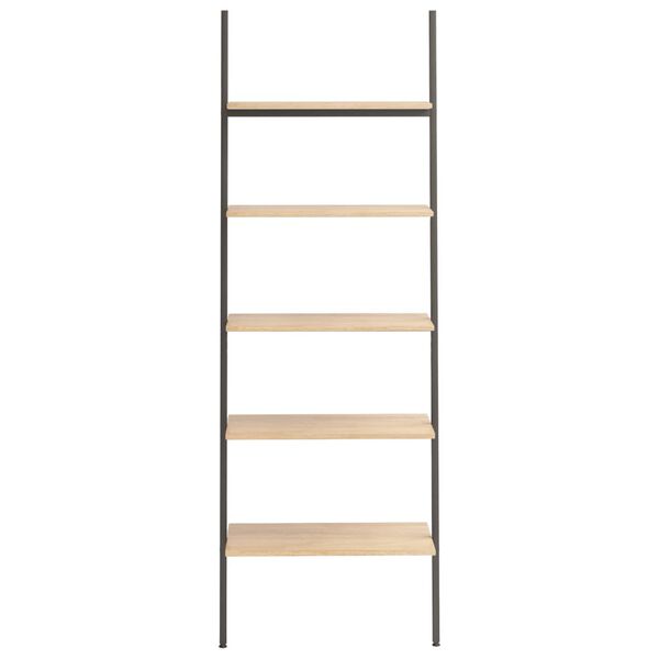 vidaXL Ladderrek met 5 schappen 64x34x185,5 cm lichtbruin en zwart