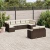 vidaXL 9-delige Loungeset met kussens poly rattan bruin