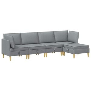 vidaXL Modulaire Sofa Set met Opslag 5 pcs Lichtgrijs Stof