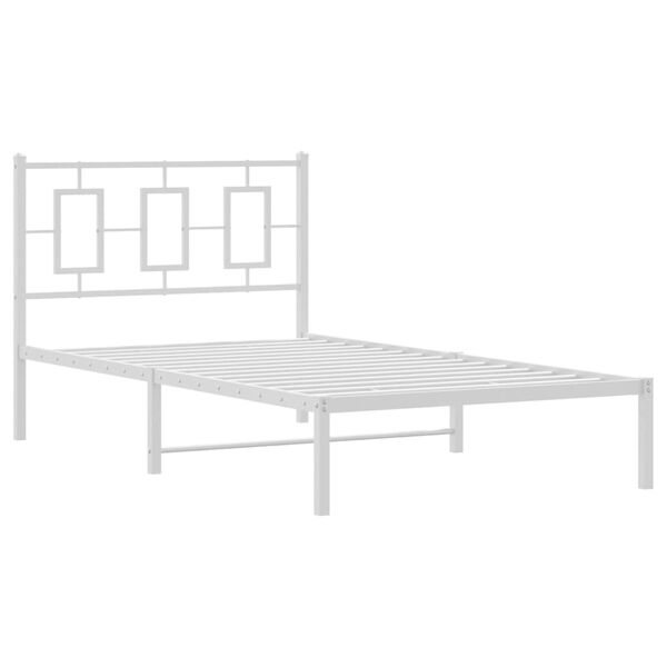 vidaXL Bedframe met hoofdbord metaal wit 100x190 cm