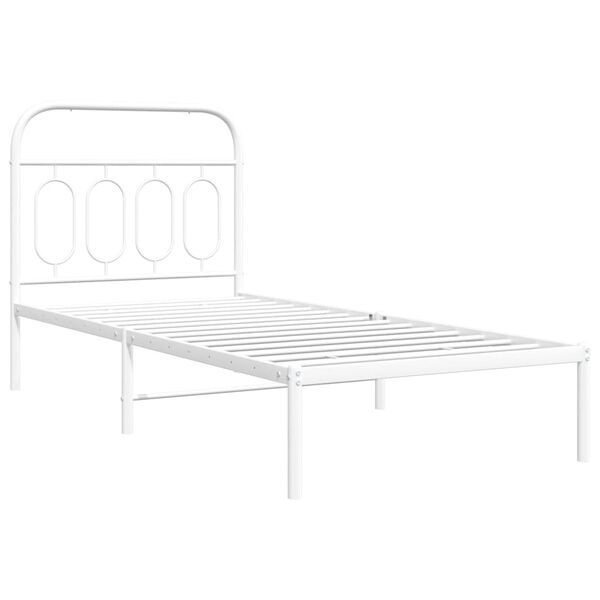 vidaXL Bedframe met hoofdbord metaal wit 90x200 cm