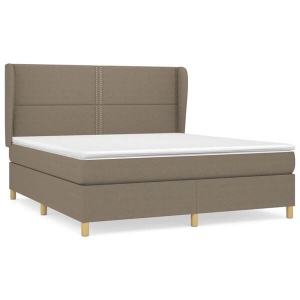vidaXL Boxspring met matras stof taupe 180x200 cm