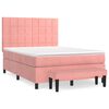 vidaXL Boxspring met matras fluweel roze 140x200 cm