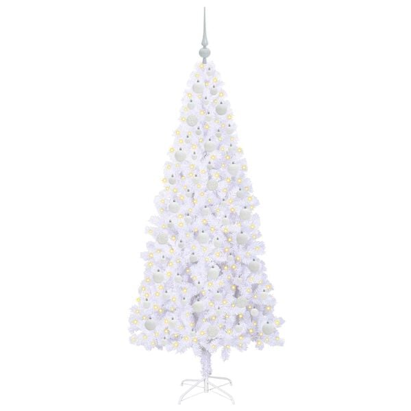 vidaXL Kunstkerstboom met 300 LED Wit 180 cm PVC en staal