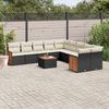 vidaXL 11-delige Loungeset met kussens poly rattan zwart