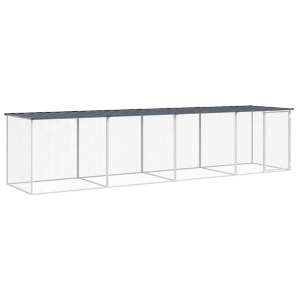 vidaXL Kippenhok met dak 403x98x90 cm gegalvaniseerd staal antraciet