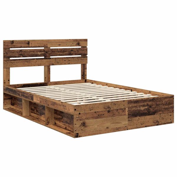 vidaXL Bedframe met hoofdeinde Oudhout 160 x 200 cm Massief grenenhout