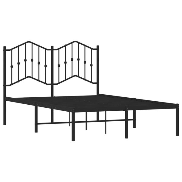 vidaXL Bedframe met hoofdbord metaal zwart 120x190 cm