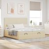 vidaXL Ottoman bed met matrassen en LED's 160x200cm stof cr&egrave;mekleurig