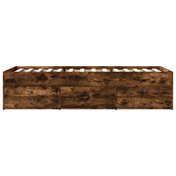 vidaXL Slaapbank met lades zonder matras 100x200 cm gerookt eikenkleur