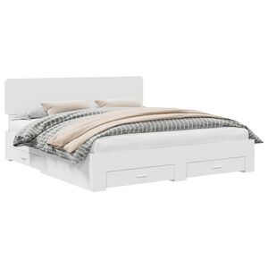 vidaXL Bedframe met hoofdeinde met lade Wit 200 x 200 cm Bewerkt hout