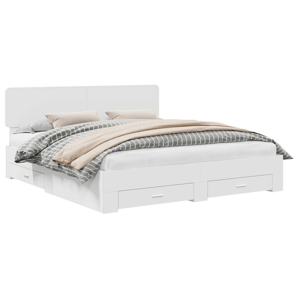 vidaXL Bedframe met hoofdeinde met lade Wit 200 x 200 cm Bewerkt hout