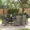 vidaXL Tuin eettafelset met kussen 7 pcs Grijs poly rattan