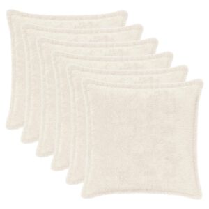 vidaXL Kussensloop 6 st HOUTEN Wit 30 x 30 cm Nep Konijnenbont