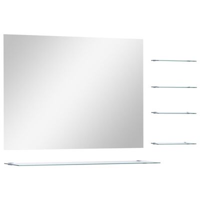 vidaXL Wandspiegel met schap 80x60 cm gehard glas