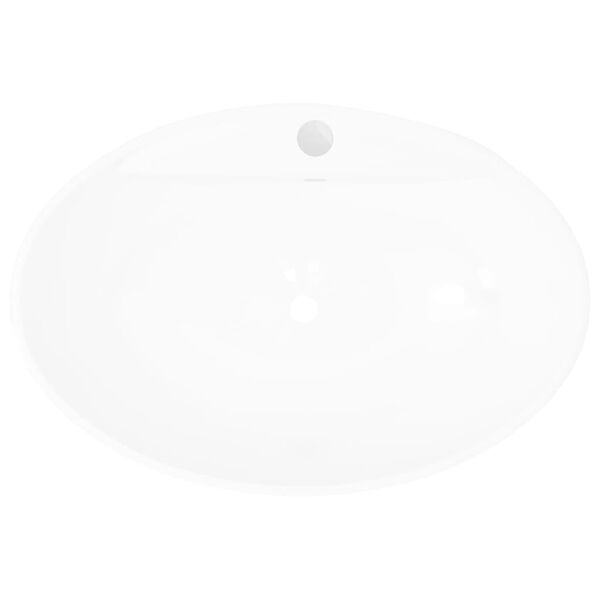 vidaXL Luxe wastafel met overloop en kraangat ovaal keramiek