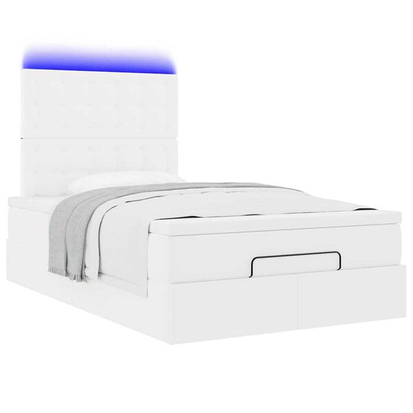 vidaXL Ottoman bed met matras en LED's 120x190 cm kunstleer wit
