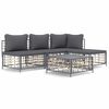 vidaXL 5-delige Loungeset met kussens poly rattan antracietkleurig