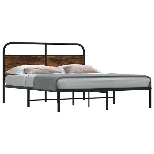 vidaXL Bedframe zonder matras bewerkt hout gerookt eiken 120x190 cm