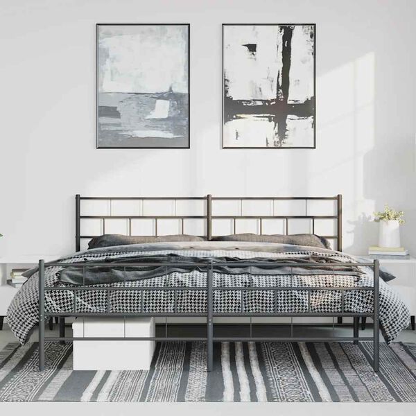 vidaXL Bedframe met hoofd- en voeteneinde metaal zwart 193x203 cm