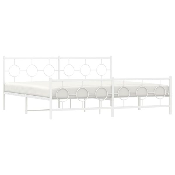 vidaXL Bedframe met hoofd- en voeteneinde metaal wit 193x203 cm
