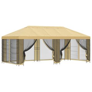 vidaXL Paviljoen met zijwanden 6 x 3 m Cr&egrave;mekleurig Polyester en staal