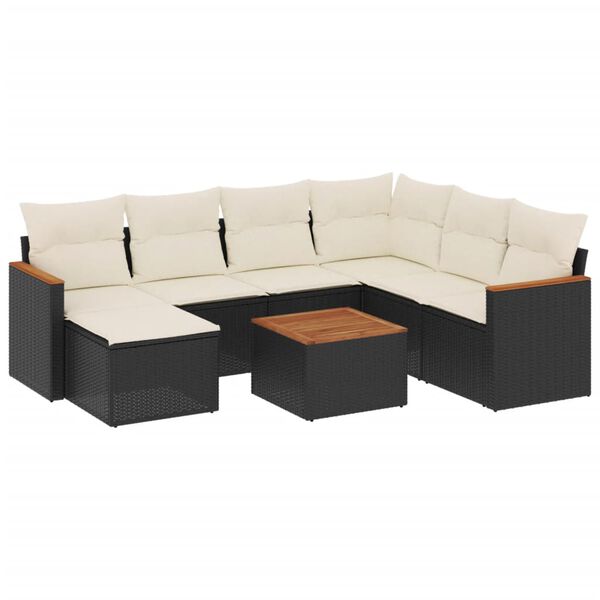 vidaXL 8-delige Loungeset met kussens poly rattan zwart