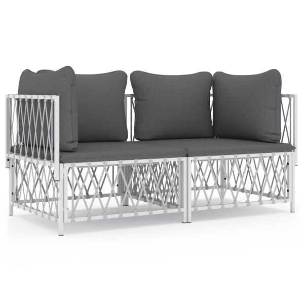 vidaXL 2-delige Loungeset met kussens staal wit