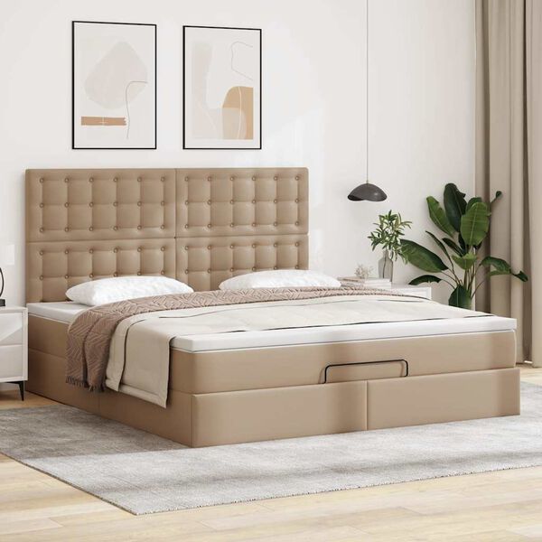 vidaXL Ottoman bed met matras en LED's 180x200cm kunstleer