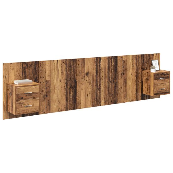 vidaXL Hoofdbord Met Kast met lade 3 pcs Oud Hout Bewerkt hout
