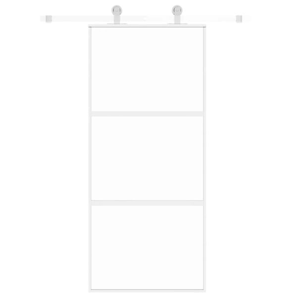 vidaXL Schuifdeur 90x205 cm gehard glas en aluminium wit