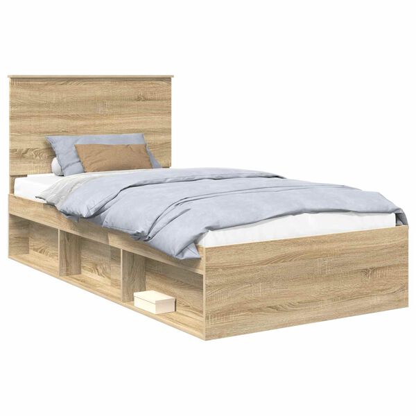 vidaXL Bedframe met hoofdeinde Sonoma 100 x 200 cm Massief grenenhout