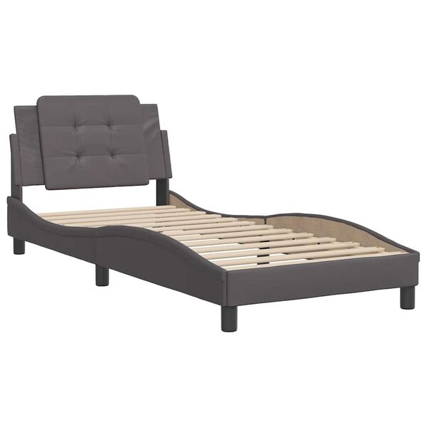 vidaXL Bedframe zonder matras "Zadar" kunstleer grijs 100x200 cm