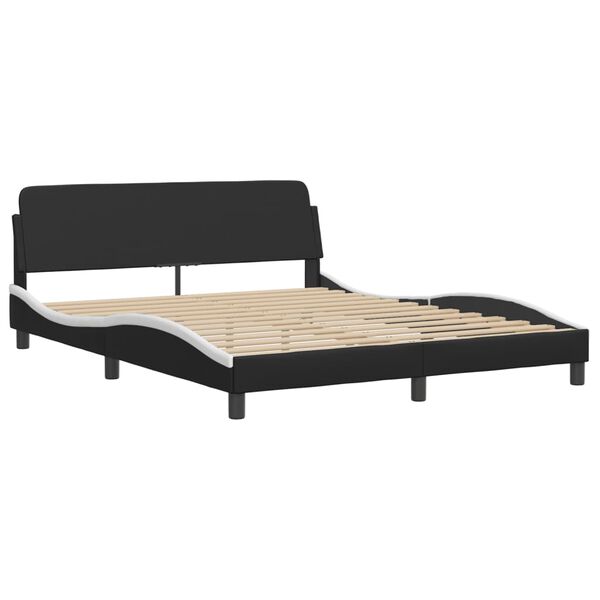 vidaXL Bedframe "Dover" kunstleer zwart en wit 160x200 cm