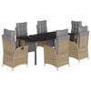 vidaXL 7-delige Tuinset met kussens poly rattan gemengd beige
