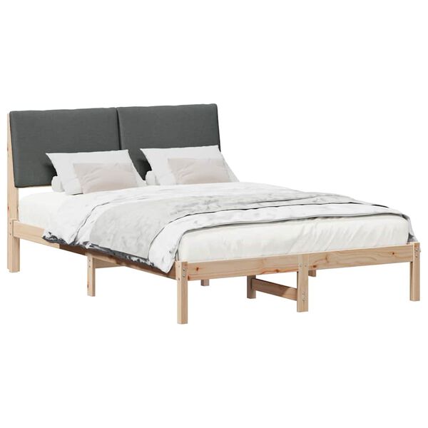 vidaXL Bedframe Bruin en donkergrijs 140 x 200 cm Massief grenenhout
