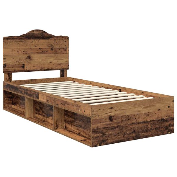 vidaXL Bedframe met hoofdeinde Oudhout 100 x 200 cm Massief grenenhout
