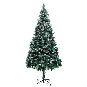 vidaXL Kunstkerstboom met dennenappels en witte sneeuw 240 cm