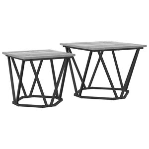 vidaXL Bijzettafelset 2 pcs Grijs Sonoma Engineered hout en staal