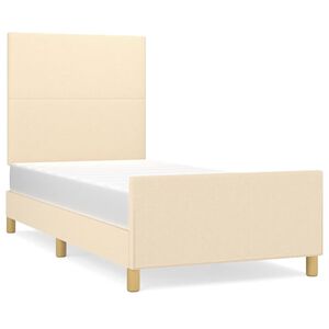vidaXL Bedframe zonder matras 90x200 cm stof crèmekleurig