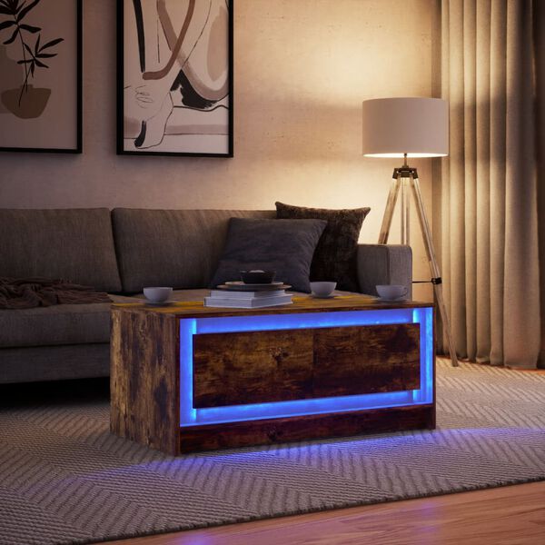 vidaXL Salontafel met LED-verlichting bewerkt hout gerookt eikenkleur