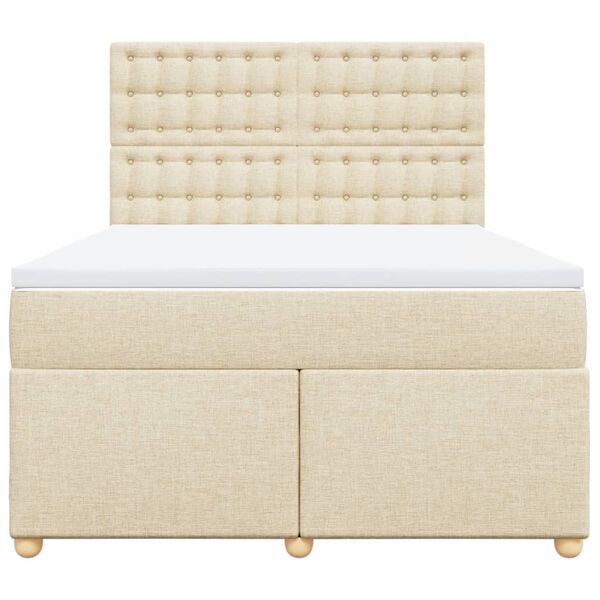 vidaXL Boxspring met matras stof cr&egrave;mekleurig 140x200 cm