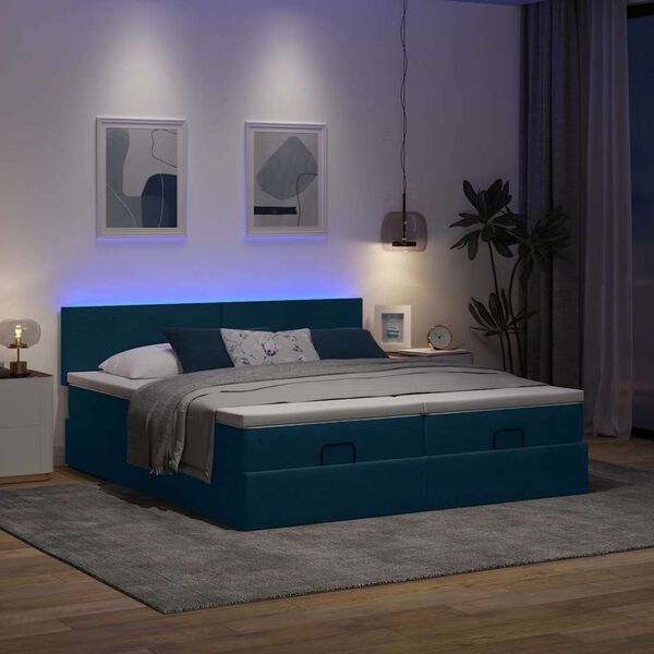 vidaXL Ottoman bed met matrassen en LED's 160x200cm fluweel