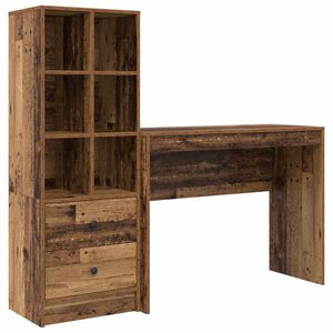 vidaXL Bureau met lade met plank met opslag 2 pcs Oudhout