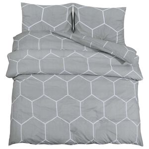 vidaXL Dekbedovertrekset 200x200 cm katoen grijs en wit